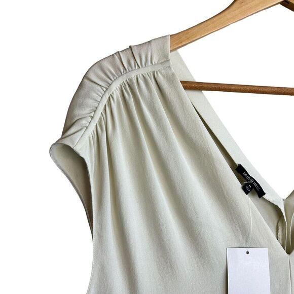 Lafayette 148 New York Top Womens Medium Ivory Silk Sleeveless Blouse V-neck NEW - Picture 3 of 8